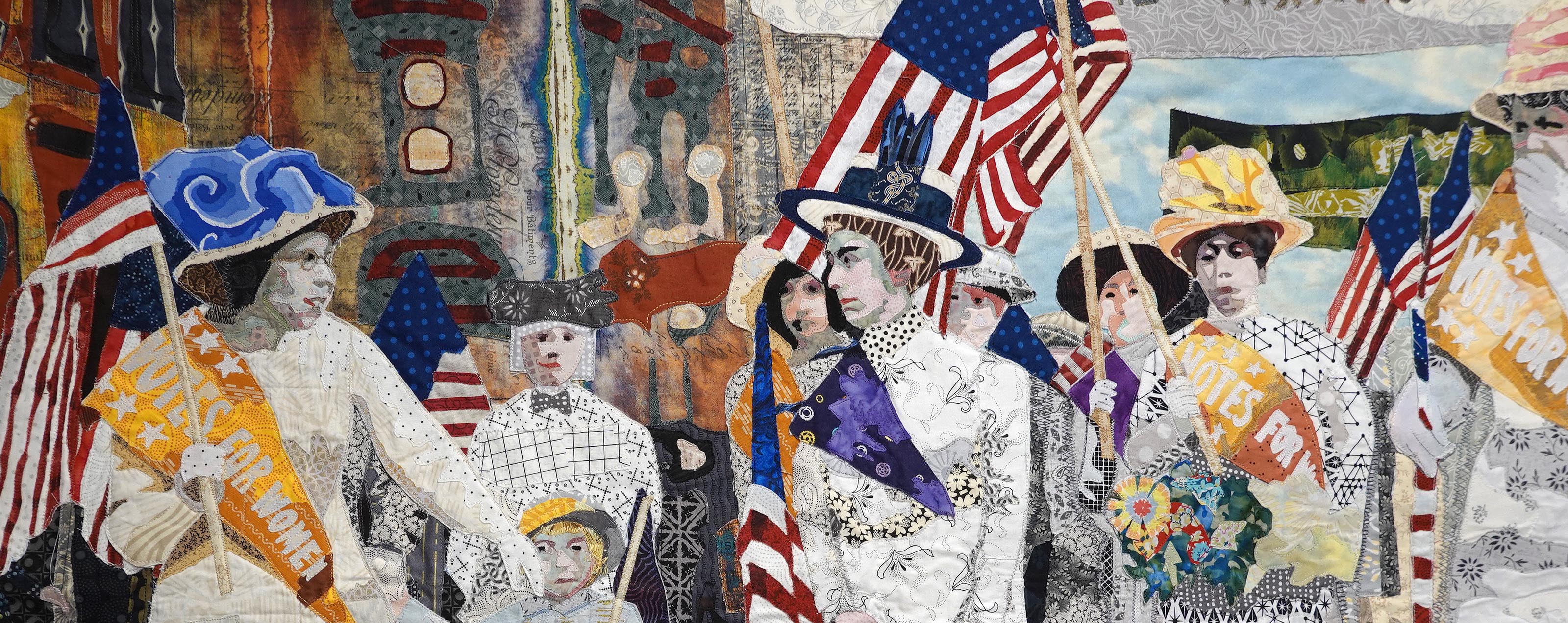 suffrage march quilt detail