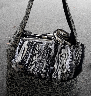 Black & White Tote, packed with Black and White Fabrics